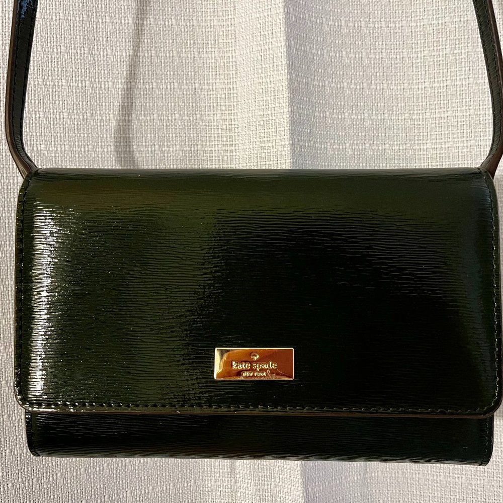 Kate Spade black patent leather evening shoulder bag or clutch